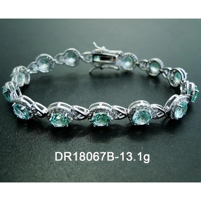 925 Sterling Silver Elegancka bransoletka damska Pave Ustawienie Bransoletka z zielonego Spinelu