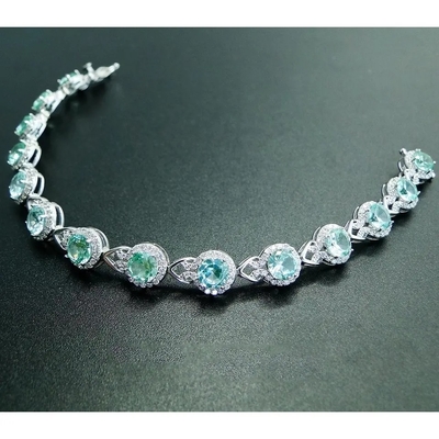 925 Sterling Silver Elegancka bransoletka damska Pave Ustawienie Bransoletka z zielonego Spinelu