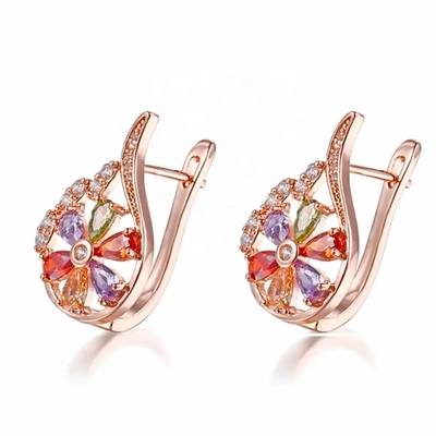 Kamień zmieniający kolor Hot Selling Fashion Multi Color Round Shape Drop Kolczyki dla kobiet Party