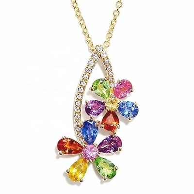 Moda 10 MM Trillion Cut Mystic Topaz Wisiorek Naszyjnik CZ Kamień Wielu Kolor Dainty Łańcuch Naszyjnik