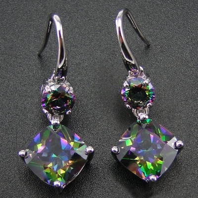 Hurtownia bransoletki Tennnis ze srebra próby 925 Sterling Trillion Cut Mystic Topaz