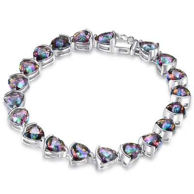 Hurtownia bransoletki Tennnis ze srebra próby 925 Sterling Trillion Cut Mystic Topaz