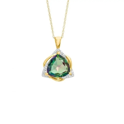 Moda 10 MM Trillion Cut Mystic Topaz Wisiorek Naszyjnik CZ Kamień Wielu Kolor Dainty Łańcuch Naszyjnik