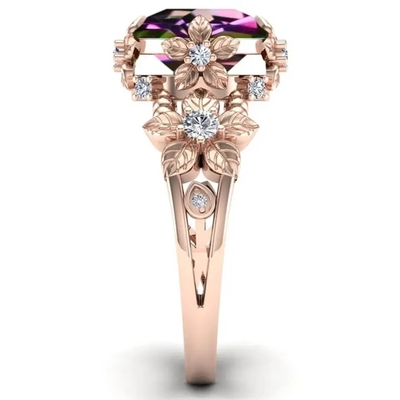 14-karatowe pozłacane srebro Vintage Art Round Cut Mystic White Topaz Gemstone Pierścionki zaręczynowe