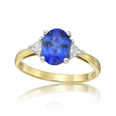 925 Sterling Silver 14K złota biżuteria pierścionek z tanzanitem okrągły brylantowy szlif tanzanit diament pasjans pierścionek