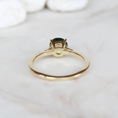 925 Sterling Silver 14K złota biżuteria pierścionek z tanzanitem okrągły brylantowy szlif tanzanit diament pasjans pierścionek