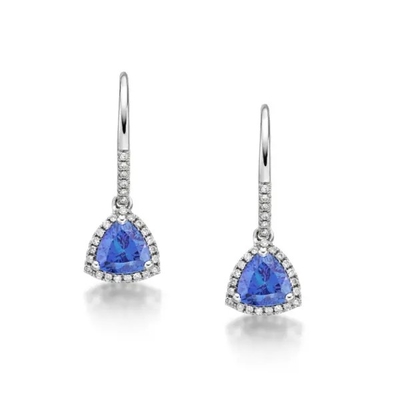 925 Sterling Silver Solitaire Blue Tanzanit Kolczyki Biżuteria CZ Tiny Classic Trillion Cut Tanzanit Stadniny Kolczyki