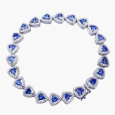 925 Sterling Silver Platerowana żółtym złotem bransoletka z tanzanitem o owalnym szlifie