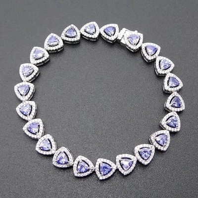 Hurtownia 925 Sterling Silver Rose pozłacana bransoletka z tanzanitem