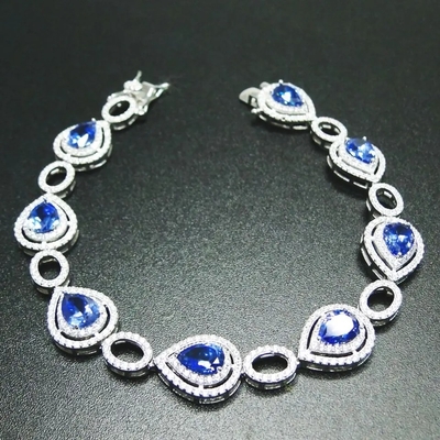 Pear Cut Tanzanit Silver Amazing Quality Bransoletka dla kobiet
