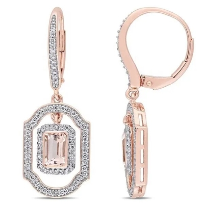 925 Sterling Silver Round Shape Rose Gold Platedt Morganite Kolczyki mankietowe
