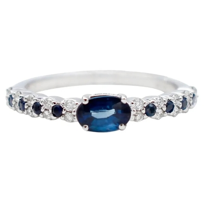 Trendy S925 Sterling Silver Natural Jewelry Sapphire CZ Pierścionek Prosta konstrukcja dla pań