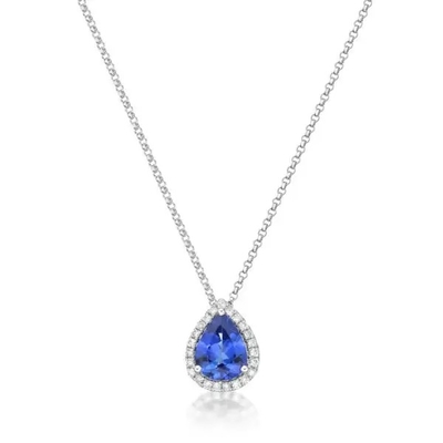 925 Sterling Silver Elegancki Sapphire CZ Naszyjnik Prosta konstrukcja Preferuje prezent dla kobiet
