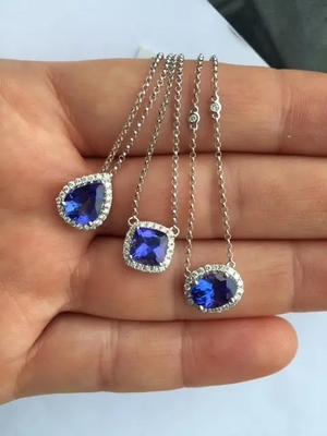 925 Sterling Silver Elegancki Sapphire CZ Naszyjnik Prosta konstrukcja Preferuje prezent dla kobiet
