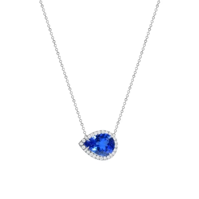 925 Sterling Silver Elegancki Sapphire CZ Naszyjnik Prosta konstrukcja Preferuje prezent dla kobiet