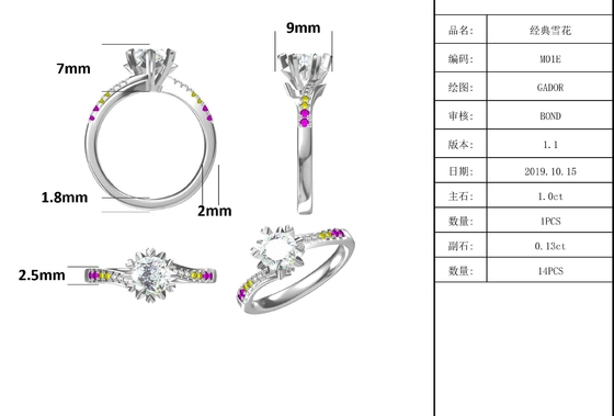 1.30CT biały moissanite i szafir Platineve diamenty biżuteria pierścionek zaręczynowy kobiety