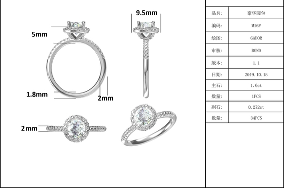 Biżuteria ze srebra próby 925 Diament Moissanite Pierścionki zaręczynowe Okrągły kształt Dainty Band Ring