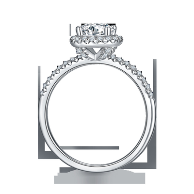 Biżuteria ze srebra próby 925 Diament Moissanite Pierścionki zaręczynowe Okrągły kształt Dainty Band Ring