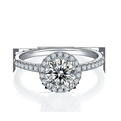 Biżuteria ze srebra próby 925 Diament Moissanite Pierścionki zaręczynowe Okrągły kształt Dainty Band Ring