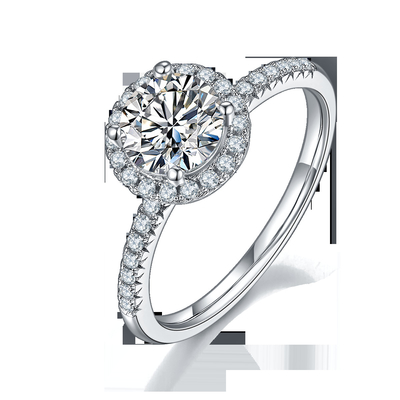 Biżuteria ze srebra próby 925 Diament Moissanite Pierścionki zaręczynowe Okrągły kształt Dainty Band Ring