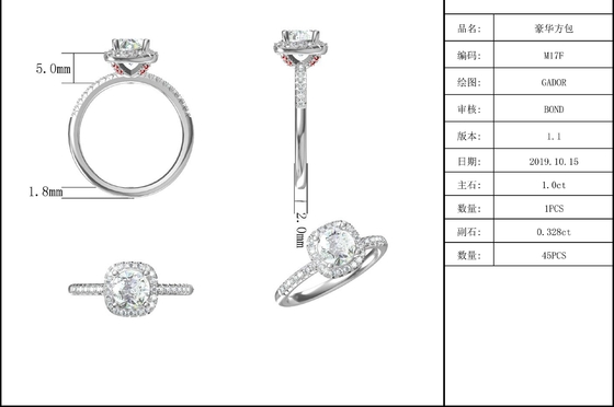 Square Cut Bridal Women Moissanite Square Diamond Gold ze srebrną romantyczną obrączką