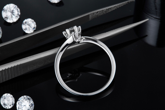 Lady 9k Round 7.5mm Moissanite Open Fashion Grandeur Biżuteria Srebrny pierścionek