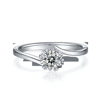 Lady 9k Round 7.5mm Moissanite Open Fashion Grandeur Biżuteria Srebrny pierścionek