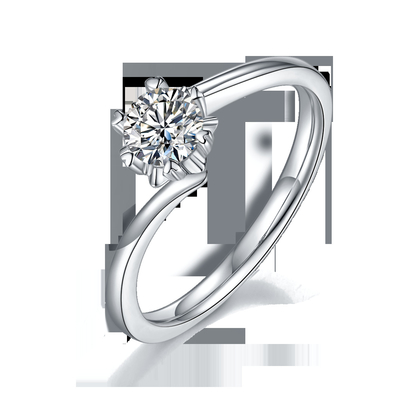 Lady 9k Round 7.5mm Moissanite Open Fashion Grandeur Biżuteria Srebrny pierścionek