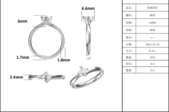 9K Złota Biżuteria Minimalistyczne Wzory Moissanite Srebrny Pierścionek 925