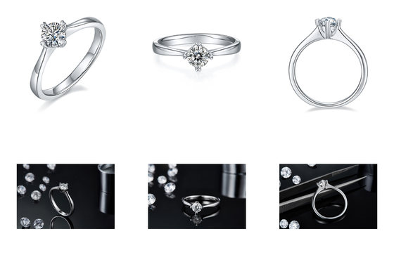 9K ze srebrną mozaiką Moissanite Biżuteria Minimalistyczny damski pierścionek