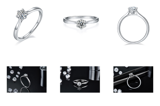 0,5 ct Kształt sześciokątnej biżuterii Lab Diamond ze srebrnym pierścionkiem dla kobiet