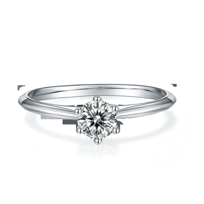 9K ze srebrnym pierścionkiem o szlifie White Moissanite Diamond Minimalistyczna biżuteria ślubna