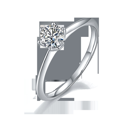 9K ze srebrnym pierścionkiem o szlifie White Moissanite Diamond Minimalistyczna biżuteria ślubna