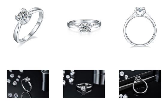 9K ze srebrnym pierścionkiem Square White Moissanite Diamond Minimalistyczna biżuteria ślubna