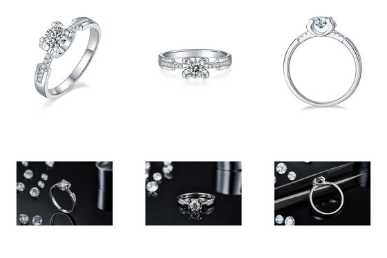 Biały Moissanite Diamond Minimalistyczny niestandardowy obrączka ślubna dla kobiet