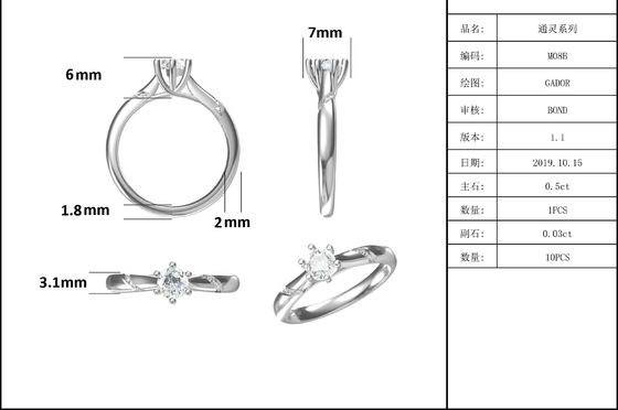 Hurtownia biżuterii Moissanite 925 srebro niestandardowe pierścionek zaręczynowy Moissanite