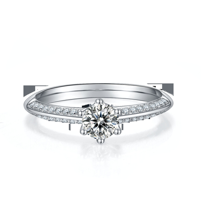 Biały Moissanite I Szafir Platineve Diamenty Biżuteria Pierścionek Zaręczynowy Kobiety