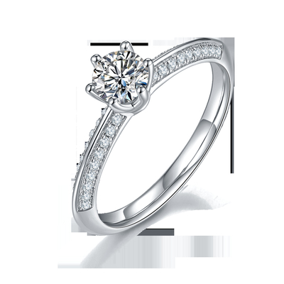 Biały Moissanite I Szafir Platineve Diamenty Biżuteria Pierścionek Zaręczynowy Kobiety