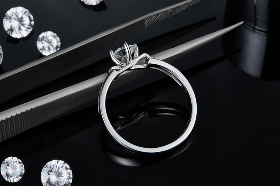 White Square Moissanite I Sapphire Platineve Diamenty Biżuteria Kobiety Pierścionek Z Silver1.94CTW