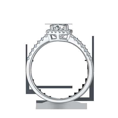 White Grandeur Custom Square Design Moissanite Diamonds Pave Engagement For Women Ring