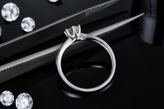 Milgrain Moissanite pierścionek zaręczynowy 14-karatowe białe złoto Moissanite pierścionek Vintage pierścionek zaręczynowy