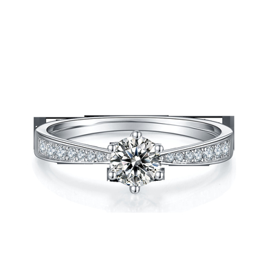 Milgrain Moissanite pierścionek zaręczynowy 14-karatowe białe złoto Moissanite pierścionek Vintage pierścionek zaręczynowy