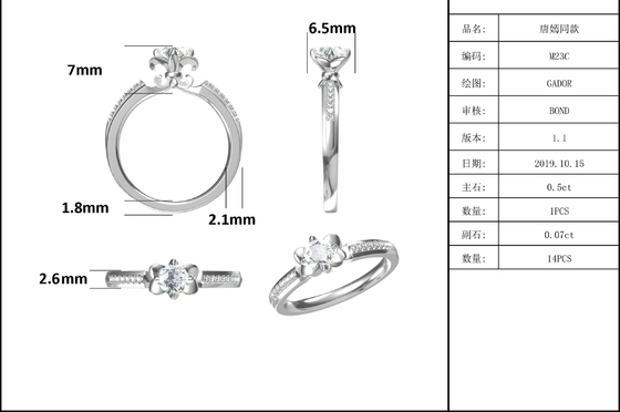 Kwiatowy pierścionek zaręczynowy Moissanite Unikalny pierścionek z białego złota 14KN Pierścionek zaręczynowy Moissanite