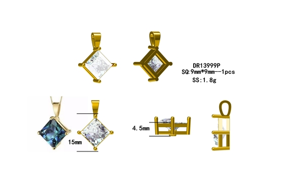 Pozłacane Hurtownie 925 Sterling Silver Biżuteria Moda Kobiety Naszyjnik Lab Utworzono Aleksandryt Kamień Wisiorek