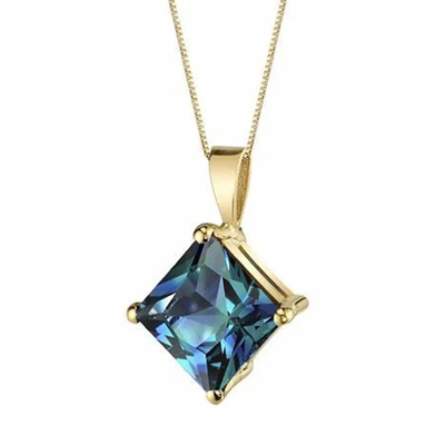 Pozłacane Hurtownie 925 Sterling Silver Biżuteria Moda Kobiety Naszyjnik Lab Utworzono Aleksandryt Kamień Wisiorek