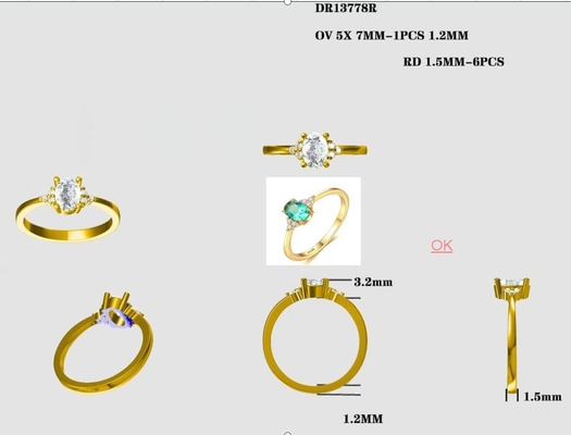 Hurtownia prostego pierścionka z biżuterią ze srebra próby 925. Delikatny CZ Dainty Emerald