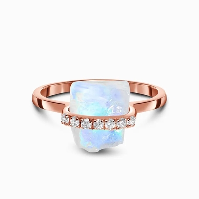 925 Sterling Silver naturalny surowy kamień kamień księżycowy biżuteria z kamieniami szlachetnymi ślubny pierścionek zaręczynowy
