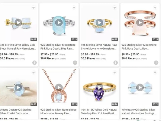 Modna biżuteria Surowy pierścionek z kamieniem księżycowym Sterling Silver 925 Nieregularne trzy zęby Kobiety Biżuteria