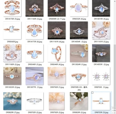 Modna biżuteria Surowy pierścionek z kamieniem księżycowym Sterling Silver 925 Nieregularne trzy zęby Kobiety Biżuteria