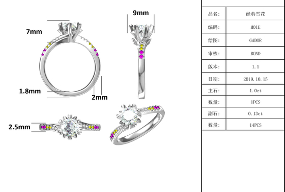 1.30CT biały Moissanite i szafir Platineve CZ biżuteria pierścionek zaręczynowy dla kobiet